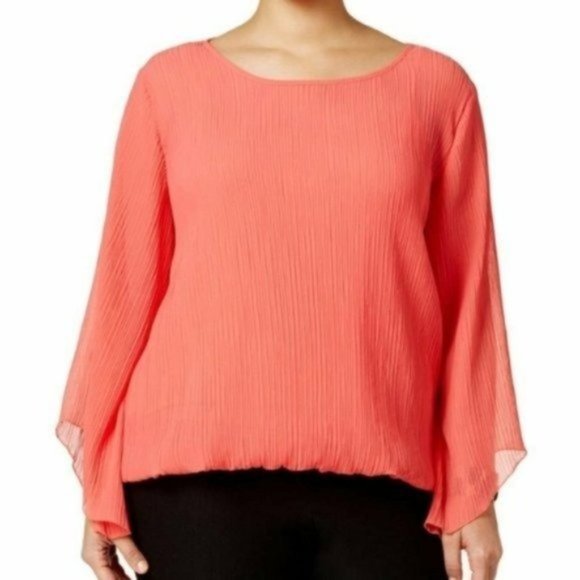 Alfani Tops - Alfani Chiffon Pleated Blouse in Tropical Reef NWT